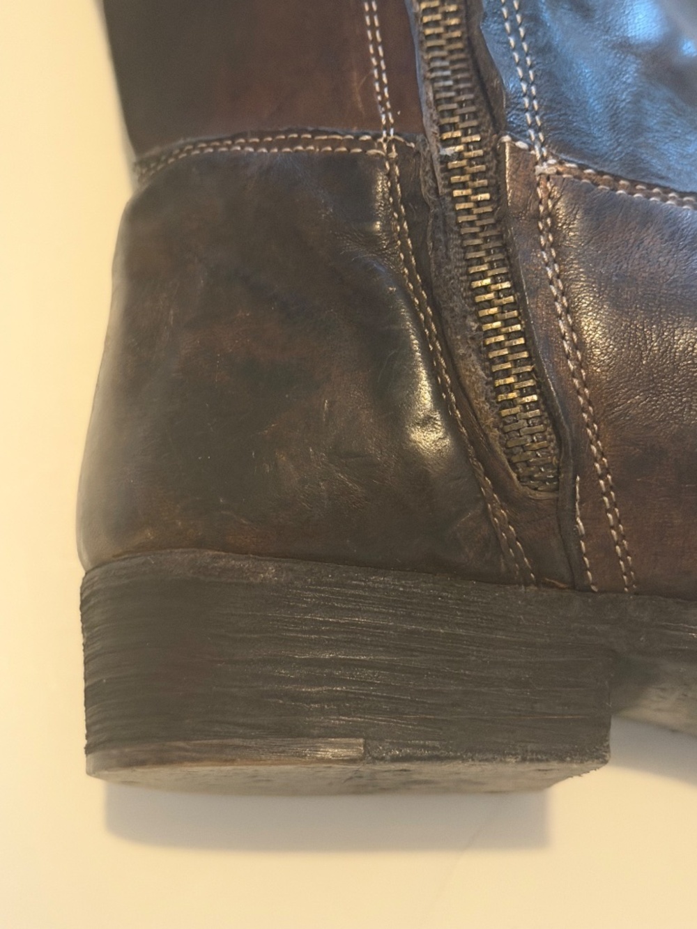 Women’s Brown Leather & Suede Tall Riding Boots – Size 38 - Picture 5 of 16